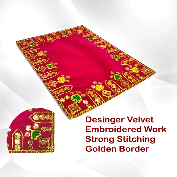 Designer_Velvet_Embroidered_Pooja_Aasan_Cloth_4X6_Inch_Red_|_Chowki_Aasan_For_God_Idol_|_Mandir_Table_Altar_Cover_For_Temple,_Puja_Shelf,_Diwali_Decoration_Pack_0F_3