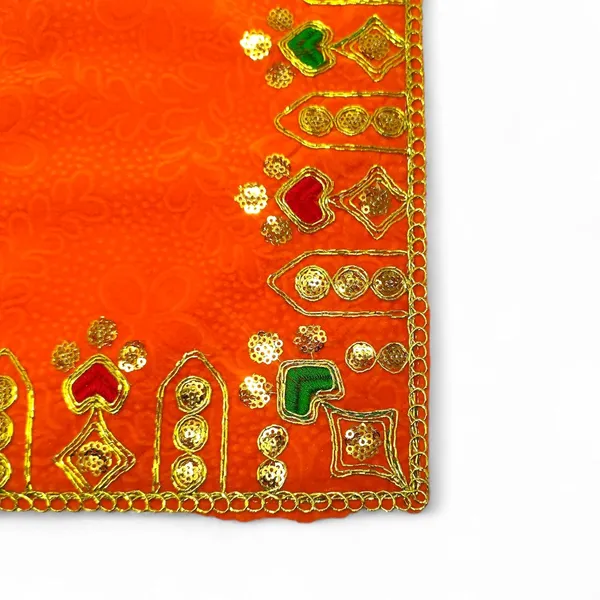 Designer_Velvet_Embroidered_Pooja_Aasan_Cloth_8X10_Inch_Orange_|_Chowki_Aasan_For_God_Idol_|_Mandir_Table_Altar_Cover_For_Temple,_Puja_Shelf,_Diwali_Decoration_Pack_0F_2