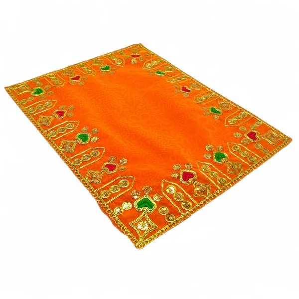 Designer_Velvet_Embroidered_Pooja_Aasan_Cloth_8X10_Inch_Orange_|_Chowki_Aasan_For_God_Idol_|_Mandir_Table_Altar_Cover_For_Temple,_Puja_Shelf,_Diwali_Decoration_Pack_0F_3
