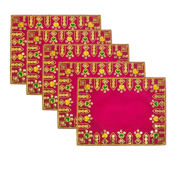 Designer_Velvet_Embroidered_Pooja_Aasan_Cloth_9X12_Inch_Pink_|_Chowki_Aasan_For_God_Idol_|_Mandir_Table_Altar_Cover_For_Temple,_Puja_Shelf,_Diwali_Decoration_Pack_0F_5