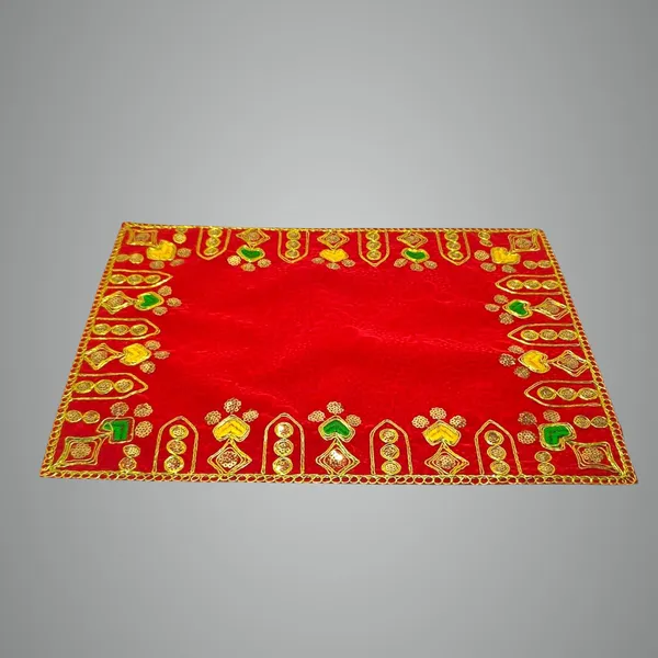 Designer_Velvet_Embroidered_Pooja_Aasan_Cloth_9X12_Inch_Red_|_Chowki_Aasan_For_God_Idol_|_Mandir_Table_Altar_Cover_For_Temple,_Puja_Shelf,_Diwali_Decoration_Pack_0F_1