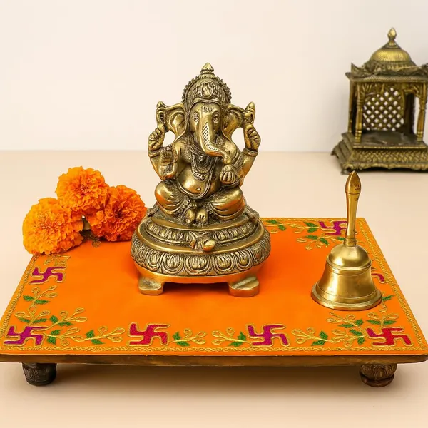 Designer_Velvet_Embroidered_Pooja_Aasan_Cloth_10X16_Inch_Orange_|_Chowki_Aasan_For_God_Idol_|_Mandir_Table_Altar_Cover_For_Temple,_Puja_Shelf,_Diwali_Decoration_Pack_0F_4
