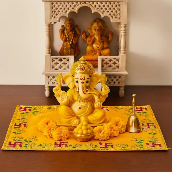 Designer_Velvet_Embroidered_Pooja_Aasan_Cloth_10X20_Inch_Yellow_|_Chowki_Aasan_For_God_Idol_|_Mandir_Table_Altar_Cover_For_Temple,_Puja_Shelf,_Diwali_Decoration_Pack_0F_2