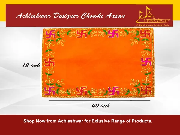 Designer_Velvet_Embroidered_Pooja_Aasan_Cloth_12X40_Inch_Orange_|_Chowki_Aasan_For_God_Idol_|_Mandir_Table_Altar_Cover_For_Temple,_Puja_Shelf,_Diwali_Decoration_Pack_0F_2
