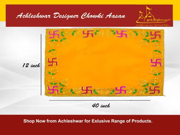 Designer_Velvet_Embroidered_Pooja_Aasan_Cloth_12X40_Inch_Yellow_|_Chowki_Aasan_For_God_Idol_|_Mandir_Table_Altar_Cover_For_Temple,_Puja_Shelf,_Diwali_Decoration_Pack_0F_2