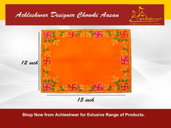 Designer_Velvet_Embroidered_Pooja_Aasan_Cloth_12X15_Inch_Orange_|_Chowki_Aasan_For_God_Idol_|_Mandir_Table_Altar_Cover_For_Temple,_Puja_Shelf,_Diwali_Decoration_Pack_0F_2