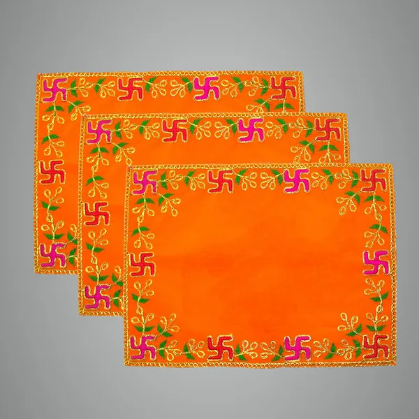 Designer_Velvet_Embroidered_Pooja_Aasan_Cloth_12X18_Inch_Orange_|_Chowki_Aasan_For_God_Idol_|_Mandir_Table_Altar_Cover_For_Temple,_Puja_Shelf,_Diwali_Decoration_Pack_0F_3