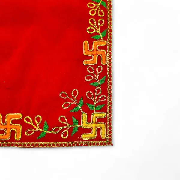 Designer_Velvet_Embroidered_Pooja_Aasan_Cloth_16X40_Inch_Red_|_Chowki_Aasan_For_God_Idol_|_Mandir_Table_Altar_Cover_For_Temple,_Puja_Shelf,_Diwali_Decoration_Pack_0F_1