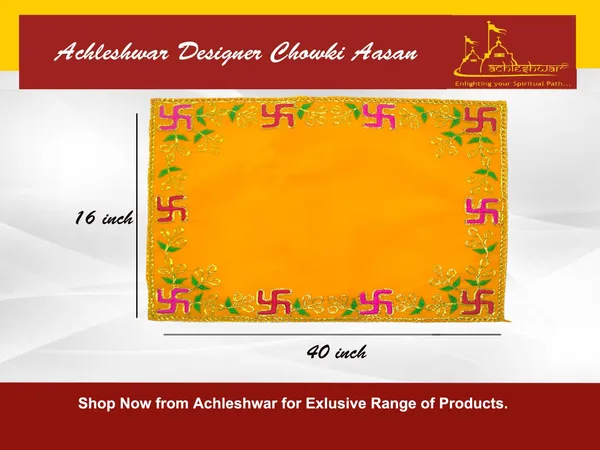 Designer_Velvet_Embroidered_Pooja_Aasan_Cloth_16X40_Inch_Yellow_|_Chowki_Aasan_For_God_Idol_|_Mandir_Table_Altar_Cover_For_Temple,_Puja_Shelf,_Diwali_Decoration_Pack_0F_2