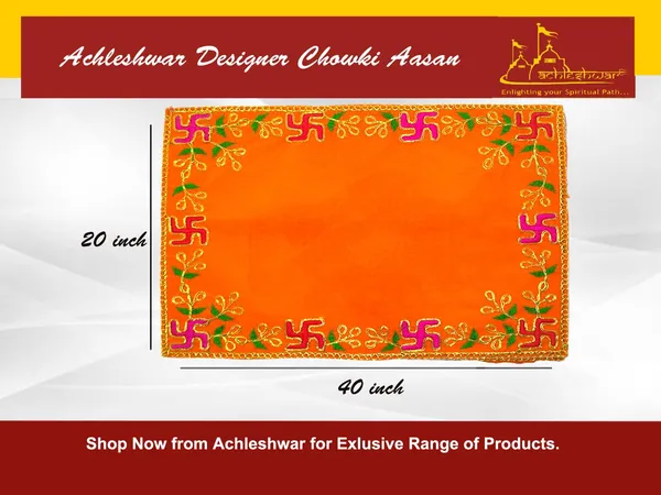 Designer_Velvet_Embroidered_Pooja_Aasan_Cloth_20X40_Inch_Orange_|_Chowki_Aasan_For_God_Idol_|_Mandir_Table_Altar_Cover_For_Temple,_Puja_Shelf,_Diwali_Decoration_Pack_0F_2