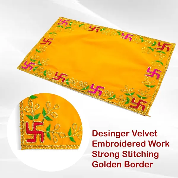 Designer_Velvet_Embroidered_Pooja_Aasan_Cloth_20X40_Inch_Yellow_|_Chowki_Aasan_For_God_Idol_|_Mandir_Table_Altar_Cover_For_Temple,_Puja_Shelf,_Diwali_Decoration_Pack_0F_3