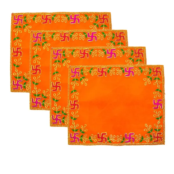 Designer_Velvet_Embroidered_Pooja_Aasan_Cloth_4X6_Inch_Orange_|_Chowki_Aasan_For_God_Idol_|_Mandir_Table_Altar_Cover_For_Temple,_Puja_Shelf,_Diwali_Decoration_Pack_0F_4