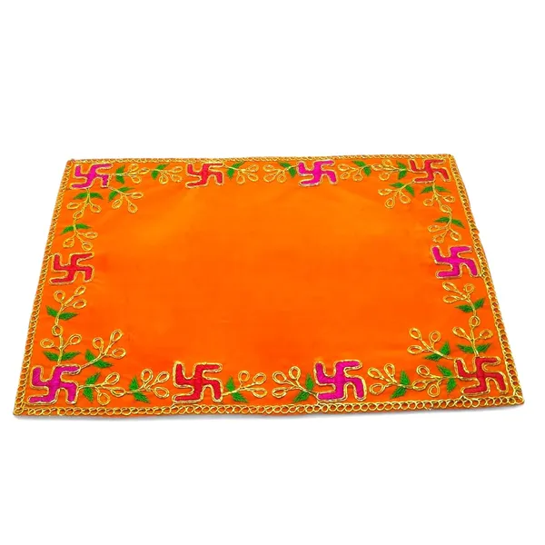 Designer_Velvet_Embroidered_Pooja_Aasan_Cloth_4X6_Inch_Orange_|_Chowki_Aasan_For_God_Idol_|_Mandir_Table_Altar_Cover_For_Temple,_Puja_Shelf,_Diwali_Decoration_Pack_0F_4