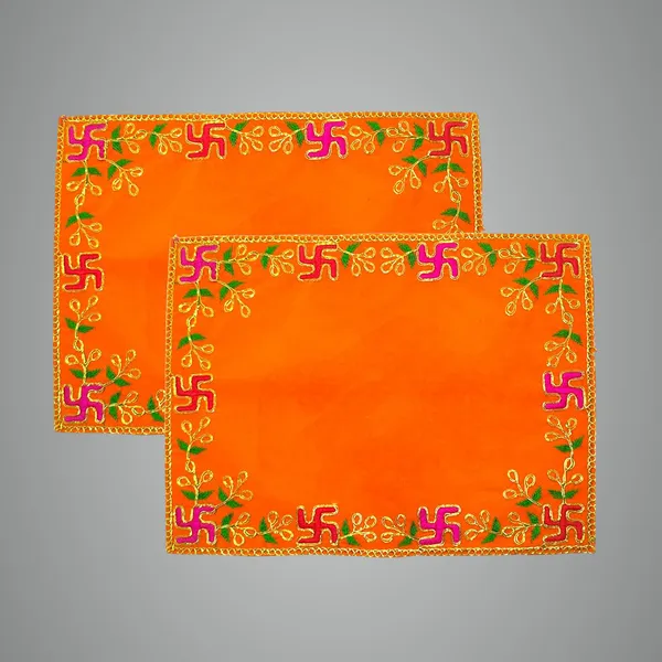 Designer_Velvet_Embroidered_Pooja_Aasan_Cloth_8X10_Inch_Orange_|_Chowki_Aasan_For_God_Idol_|_Mandir_Table_Altar_Cover_For_Temple,_Puja_Shelf,_Diwali_Decoration_Pack_0F_2