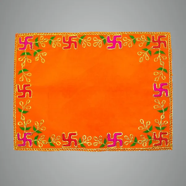 Designer_Velvet_Embroidered_Pooja_Aasan_Cloth_9X12_Inch_Orange_|_Chowki_Aasan_For_God_Idol_|_Mandir_Table_Altar_Cover_For_Temple,_Puja_Shelf,_Diwali_Decoration_Pack_0F_1