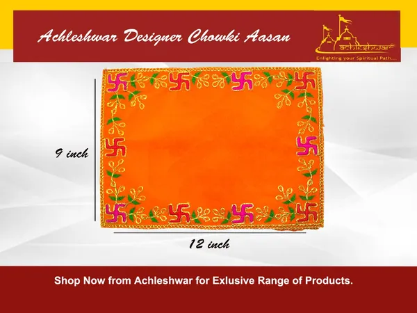 Designer_Velvet_Embroidered_Pooja_Aasan_Cloth_9X12_Inch_Orange_|_Chowki_Aasan_For_God_Idol_|_Mandir_Table_Altar_Cover_For_Temple,_Puja_Shelf,_Diwali_Decoration_Pack_0F_3
