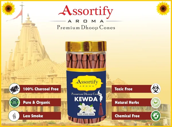 Kevda_Phool_Dhoop_Cones_Boxbamboless100Gm_Jar_Packaging_Less_Smoke