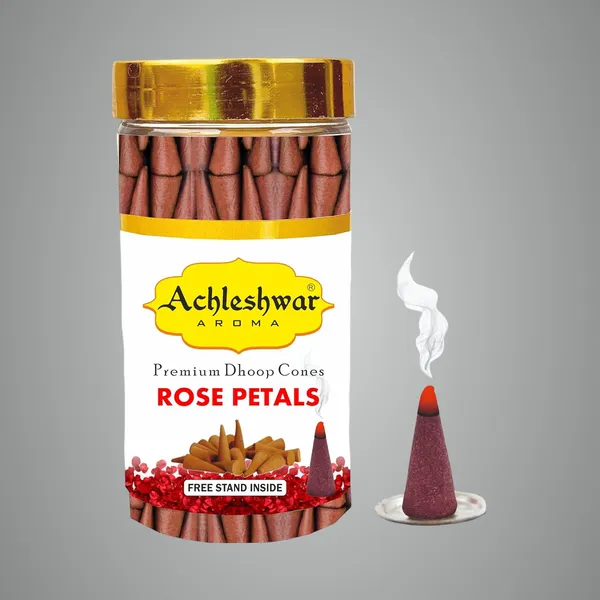 Rose_Petals_Dhoop_Cones_Boxbamboless100Gm_Jar_Packaging_Less_Smoke