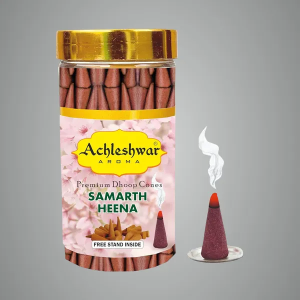 Samarth_Heena_Dhoop_Cones_Boxbamboless100Gm_Jar_Packaging_Less_Smoke