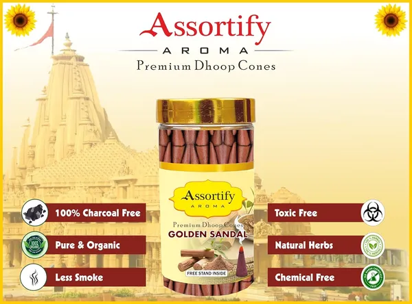 Golden_Sandal_Dhoop_Cones_Boxbamboless200Gm_Jar_Packaging_Less_Smoke
