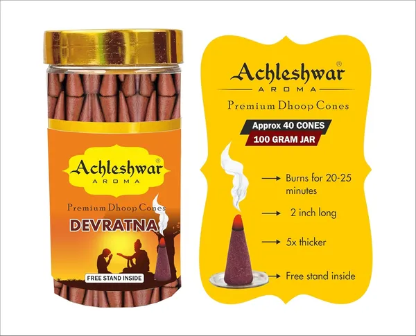 Devratna_Dhoop_Cones_Boxbamboless100Gm_Jar_Packaging_Less_Smoke