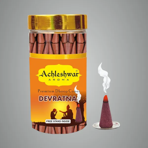 Devratna_Dhoop_Cones_Boxbamboless100Gm_Jar_Packaging_Less_Smoke