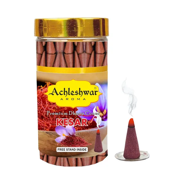 Kesar_Dhoop_Cones_Boxbamboless100Gm_Jar_Packaging_Less_Smoke