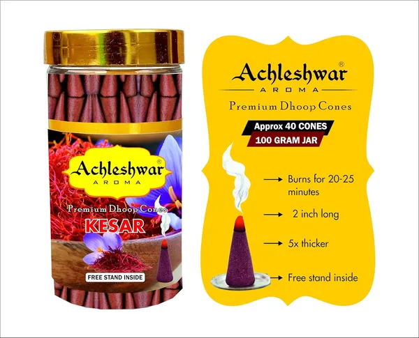 Kesar_Dhoop_Cones_Boxbamboless100Gm_Jar_Packaging_Less_Smoke