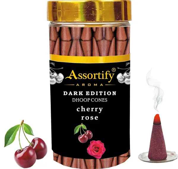 Cherry_Rose_Dhoop_Cones_Jarnatural_Ingredients100Gm_Jar_Packaging_Less_Smoke