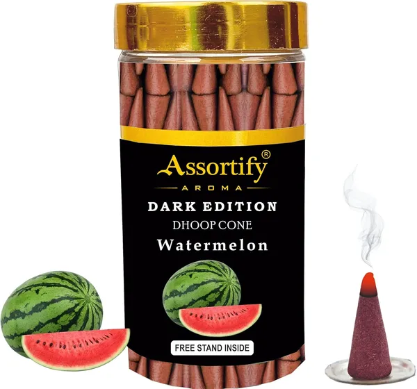 Watermelon_Dhoop_Cones_Jarnatural_Ingredients100Gm_Jar_Packaging_Less_Smoke