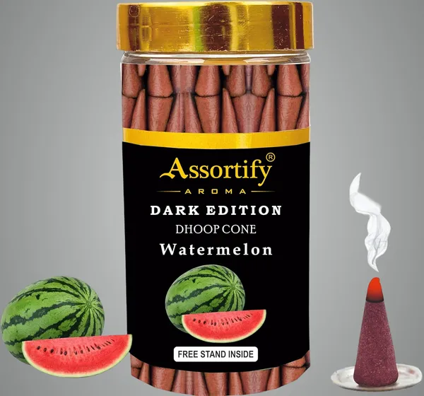 Watermelon_Dhoop_Cones_Jarnatural_Ingredients100Gm_Jar_Packaging_Less_Smoke