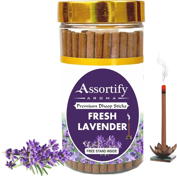 Fresh_Lavender_Dhoop_Sticks_Boxbamboless100Gm_Jar_Packaging_Less_Smoke