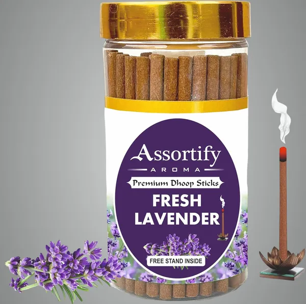 Fresh_Lavender_Dhoop_Sticks_Boxbamboless100Gm_Jar_Packaging_Less_Smoke