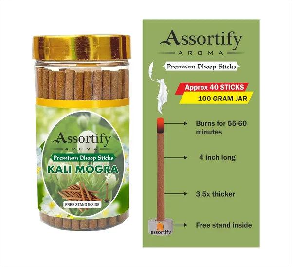 Kali_Mogra_Dhoop_Sticks_Boxbamboless100Gm_Jar_Packaging_Less_Smoke
