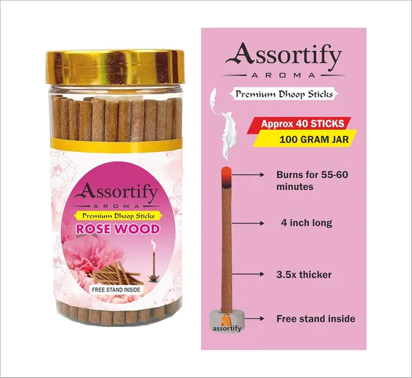 Rose_Wood_Dhoop_Sticks_Boxbamboless100Gm_Jar_Packaging_Less_Smoke