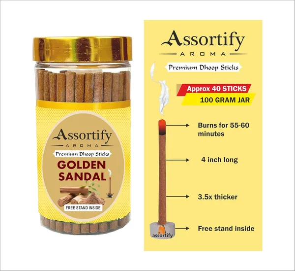 Golden_Sandal_Dhoop_Sticks_Boxbamboless100Gm_Jar_Packaging_Less_Smoke