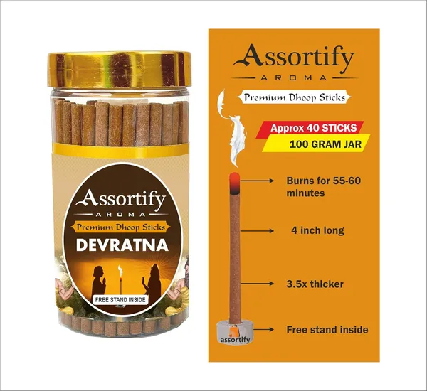 Devratna_Dhoop_Sticks_Boxbamboless100Gm_Jar_Packaging_Less_Smoke