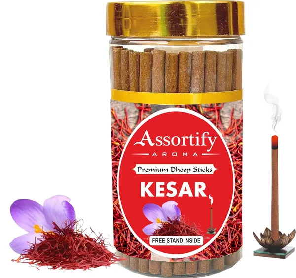 Kesar_Dhoop_Sticks_Boxbamboless100Gm_Jar_Packaging_Less_Smoke