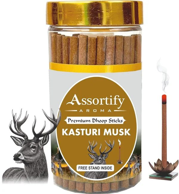 Kasturi_Musk_Dhoop_Sticks_Boxbamboless100Gm_Jar_Packaging_Less_Smoke
