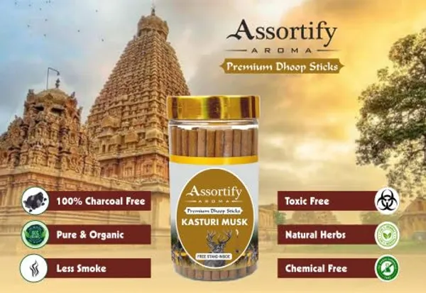 Kasturi_Musk_Dhoop_Sticks_Boxbamboless100Gm_Jar_Packaging_Less_Smoke