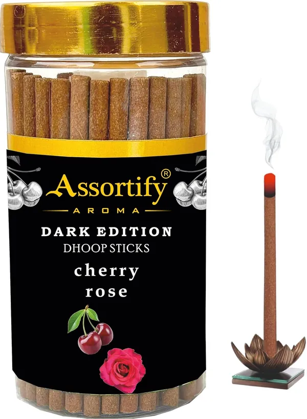 Cherry_Rose_Dhoop_Sticks_Jarnatural_Ingredients100Gm_Jar_Packaging_Less_Smoke