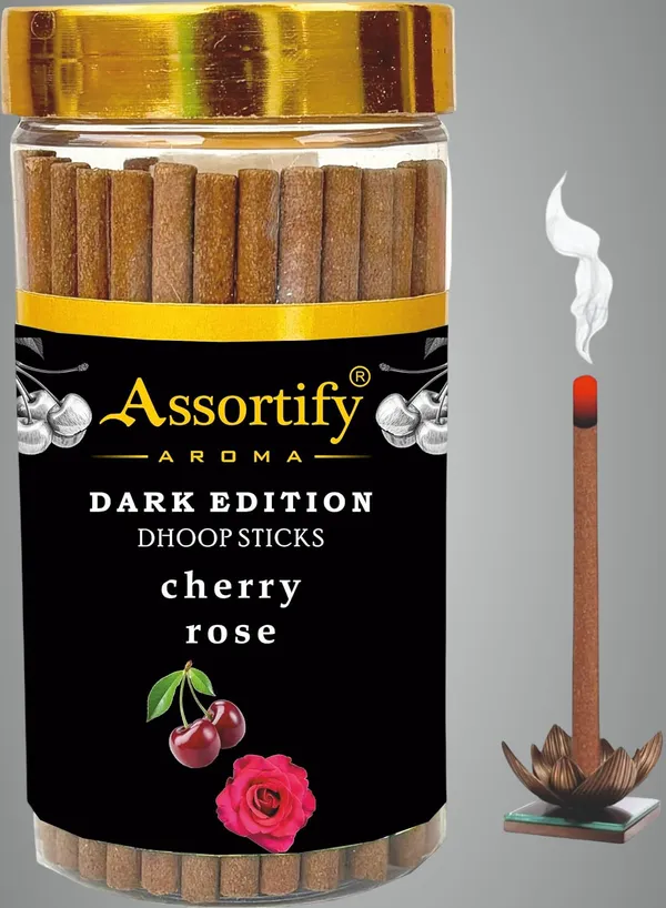 Cherry_Rose_Dhoop_Sticks_Jarnatural_Ingredients100Gm_Jar_Packaging_Less_Smoke