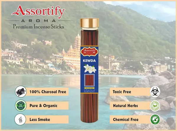 Kewda_Phool_Incense_Sticks_Boxnatural_Ingredients100Gm_Jar_Packaging_Less_Smoke