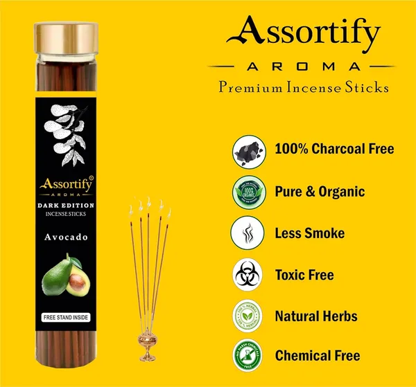Avacado_Incense_Sticks_Boxnatural_Ingredients100Gm_Jar_Packaging_Less_Smoke