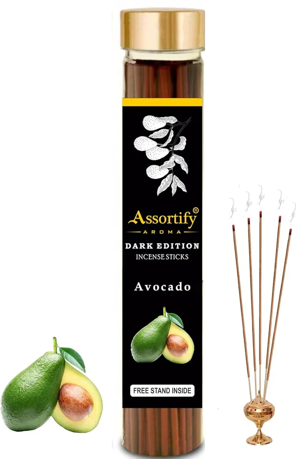 Avacado_Incense_Sticks_Boxnatural_Ingredients100Gm_Jar_Packaging_Less_Smoke
