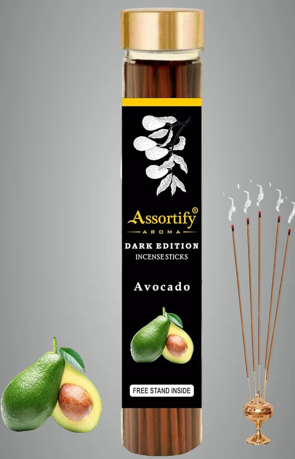 Avacado_Incense_Sticks_Boxnatural_Ingredients100Gm_Jar_Packaging_Less_Smoke