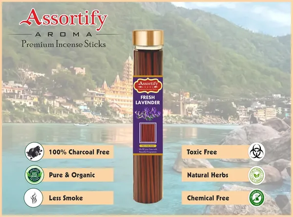 Fresh_Lavender_Incense_Sticks_Boxnatural_Ingredients100Gm_Jar_Packaging_Less_Smoke