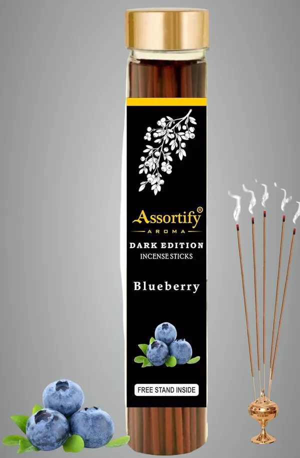 Blueberry_Incense_Sticks_Boxnatural_Ingredients100Gm_Jar_Packaging_Less_Smoke