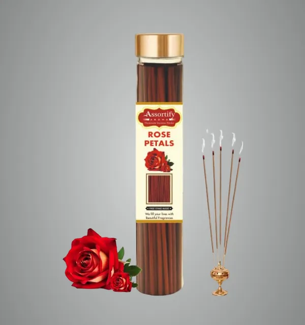 Rose_Petals_Incense_Sticks_Boxnatural_Ingredients100Gm_Jar_Packaging_Less_Smoke