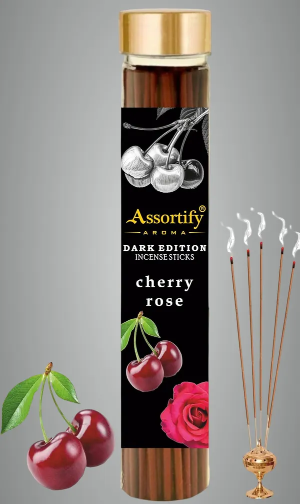 Cherry_Rose_Incense_Sticks_Boxnatural_Ingredients100Gm_Jar_Packaging_Less_Smoke